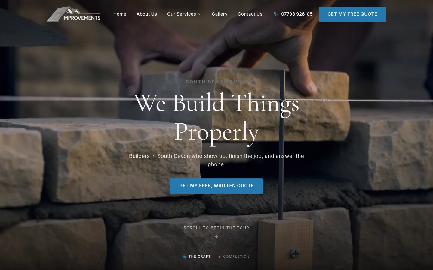 The rebuilt ID Improvements homepage — a South Devon builder&rsquo;s site