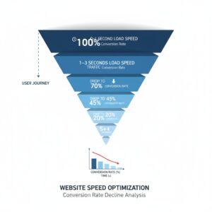 Conversion funnel showing 7% drop per 0.1 second page load delay impact on sales